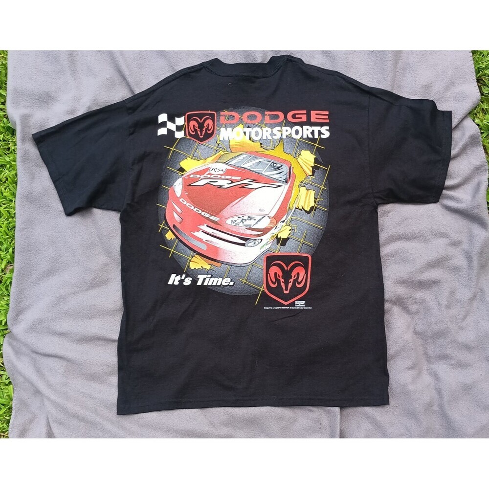 Vintage NWT XL NASCAR Dodge Motorsports “It’s Time” Double Sided Black Tee